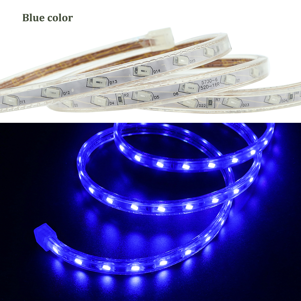 AC 220V 5730 SMD LED Flexible Strip 60LEDs/m Emitting White/Warm White/Blue