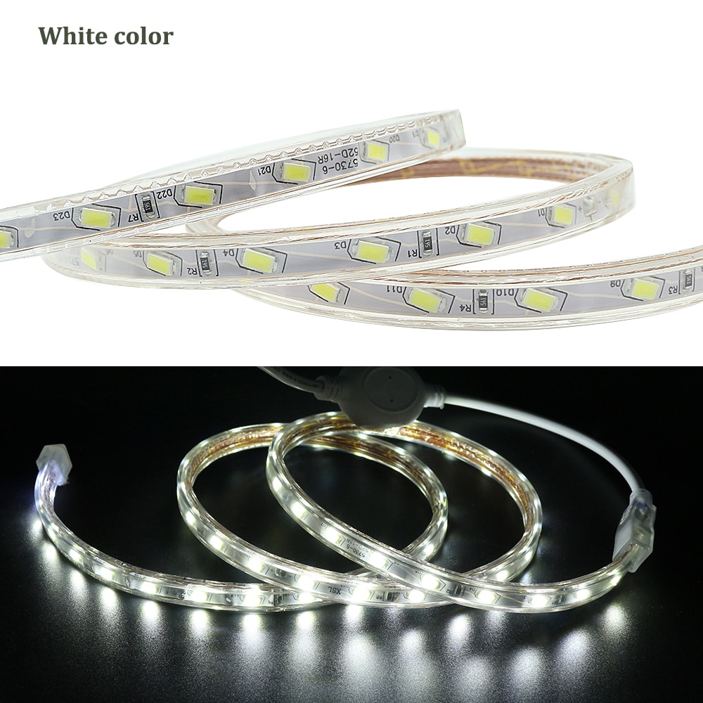 AC 220V 5730 SMD LED Flexible Strip 60LEDs/m Emitting White/Warm White/Blue