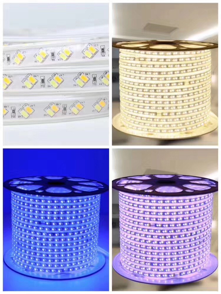 AC 220V 5730 SMD LED strip Dual White Dimmable Flexible Tape Light 120leds/m Emitting White & Warm White