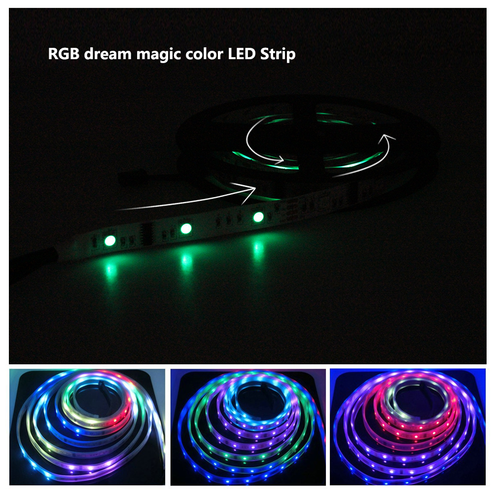 DC12V 6803 IC SMD 5050 RGB Dream Magic Color LED Strip 30LED/M