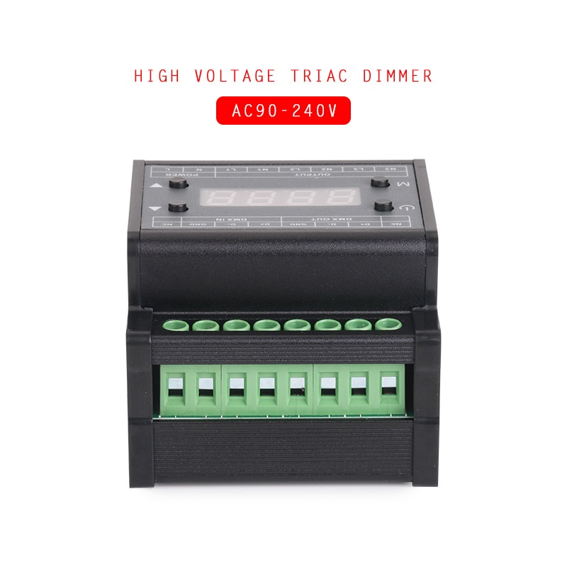 AC90-240V 3CH Output Guide Rail Type DMX Triac Dimmer with Digital Tube Display