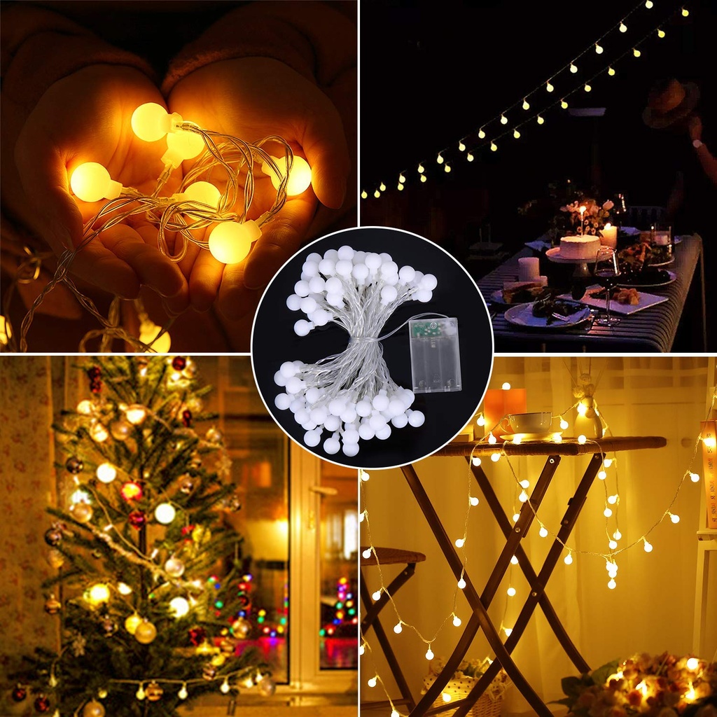 Battery Powered LED Ball Light String Remote Control 5M/10M 8 Modes