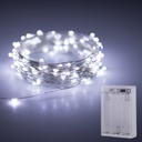 Battery Powered LED Fairy Light String Silver Wire 10M