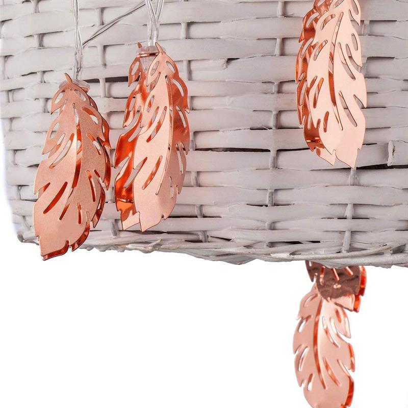 Battery Powered LED Rose Gold Feather Shape Metal Light String 1.5M/2.2M/3M