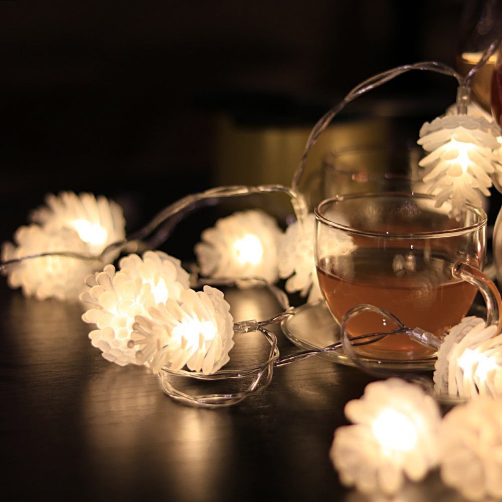 Battery Powered LED Pinecone Shape Light String 1.5M/2.2M/3M/5M