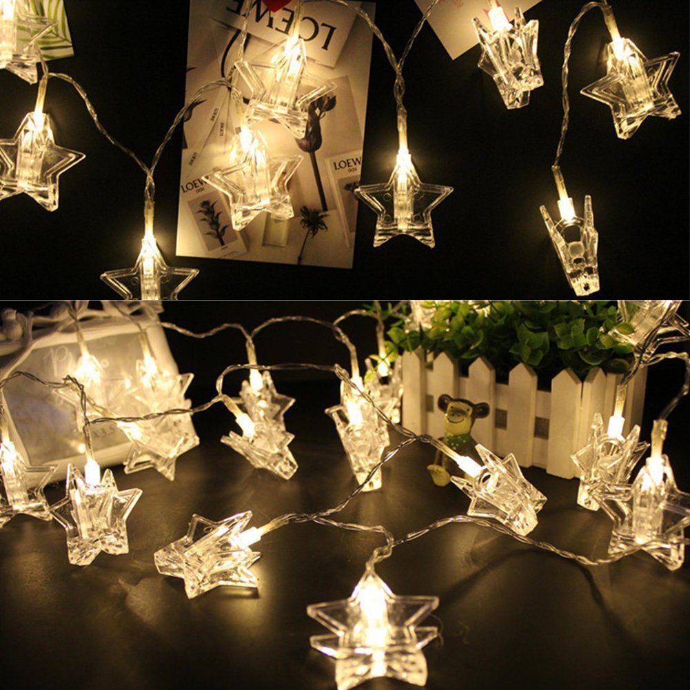 Battery Powered LED Star Clip Light String 1.5M/3M/6M