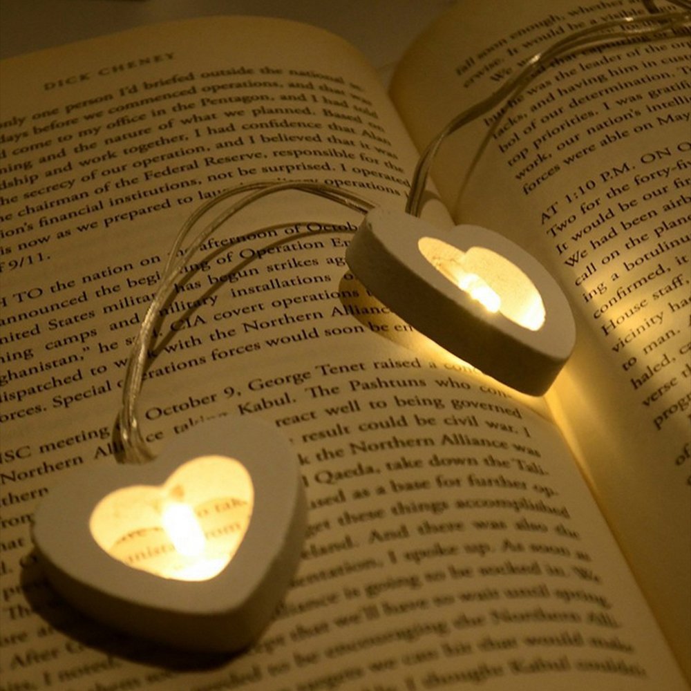 Battery Powered LED Wooden Heart Shape Light String 1.5/2.2/3M