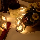 Battery Powered LED Wooden Heart Shape Light String 1.5/2.2/3M