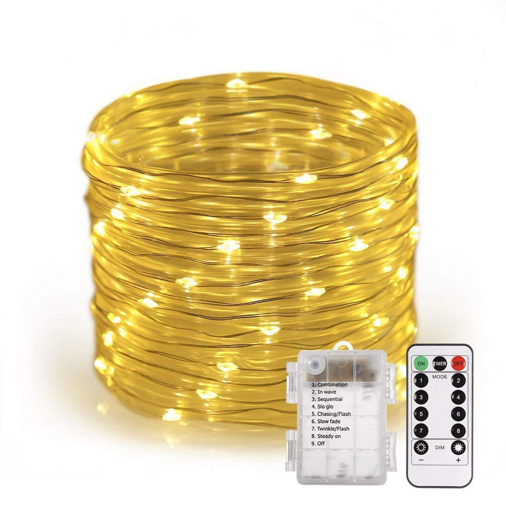 Battery Powered LED Fairy Light String Copper Wire 5/10M 8 Modes