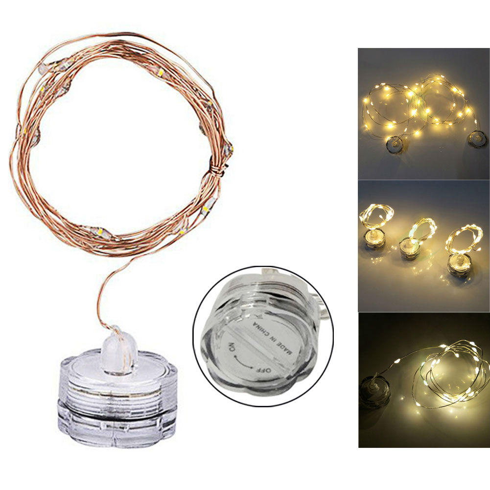 CR2032 Leaf Garland Button Battery Powered LED Fairy Light String Sliver Wire 1/2/3M