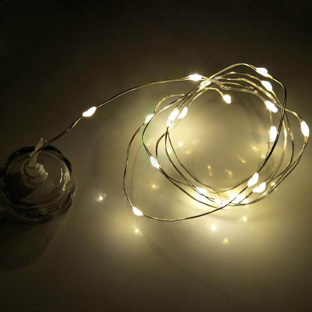 CR2032 Leaf Garland Button Battery Powered LED Fairy Light String Sliver Wire 1/2/3M