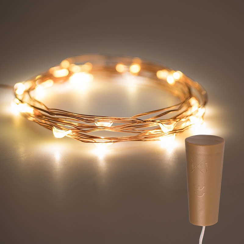 Cork Shaped Battery Powered LED Fairy Light String Copper Wire 2M