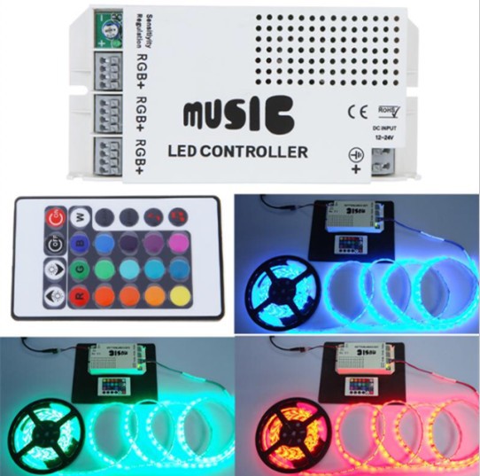 DC12-24V 3CH RGB SMD5050 Strip Light Music Rhythm Control Power Controller