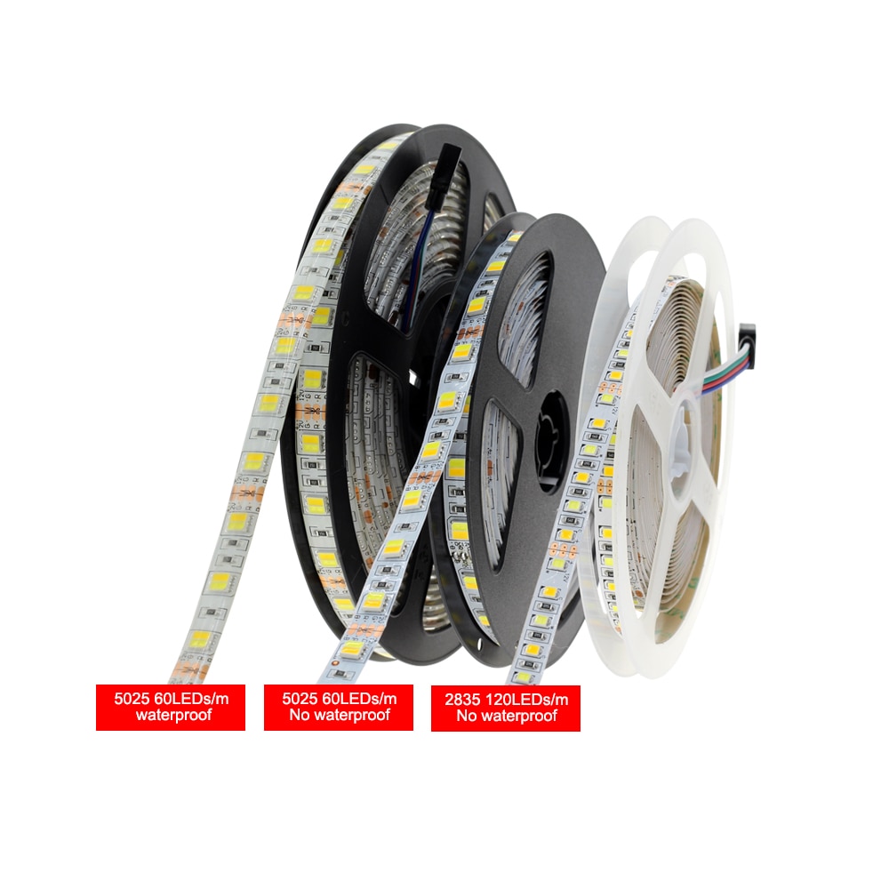 DC12V 5025 SMD Flexible LED Strip 60LEDs/m Emitting Double Color Warm White + Cold White