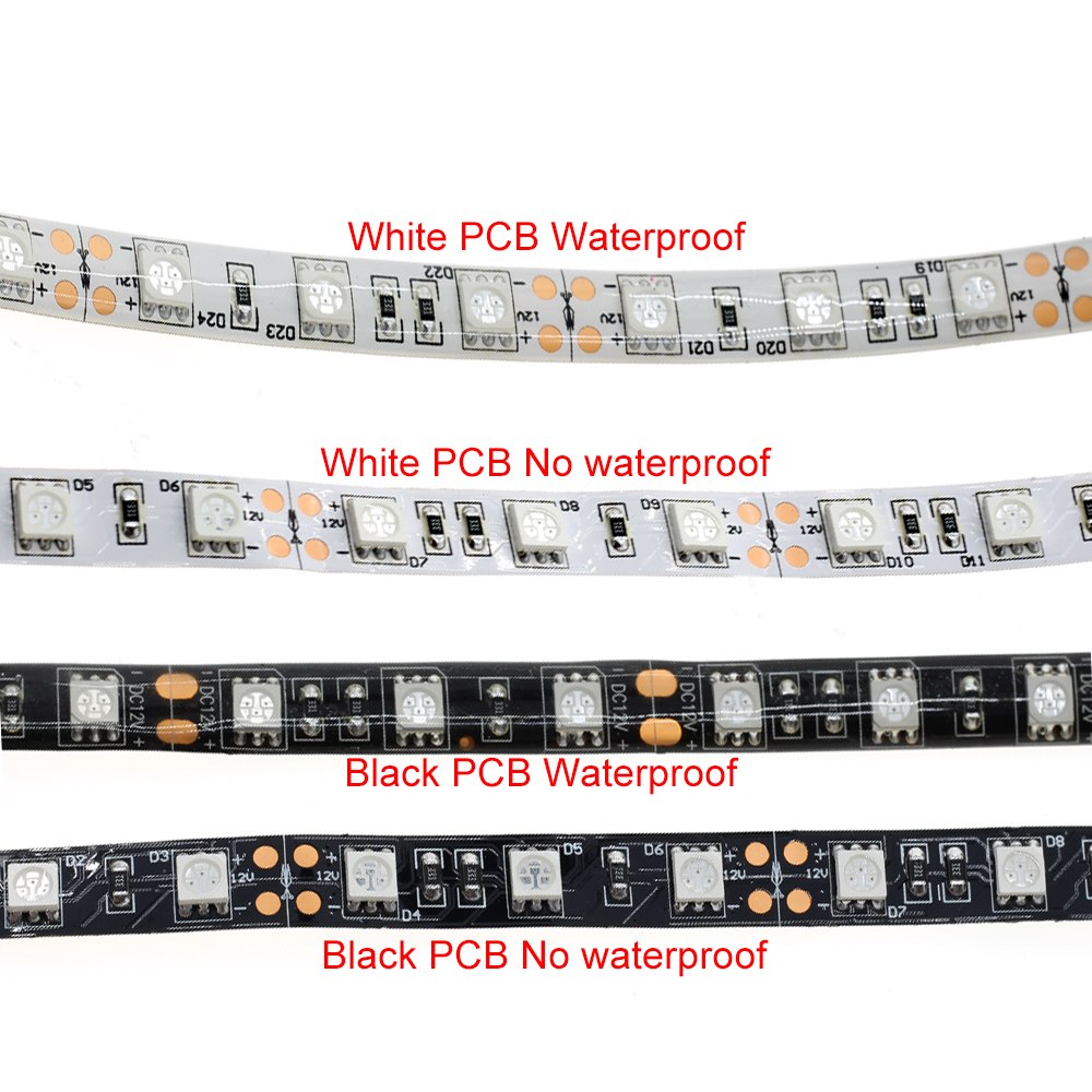 DC12V 5050 SMD Flexible LED Strip 60LEDs/m Black PCB Non Waterproof Emitting Orange