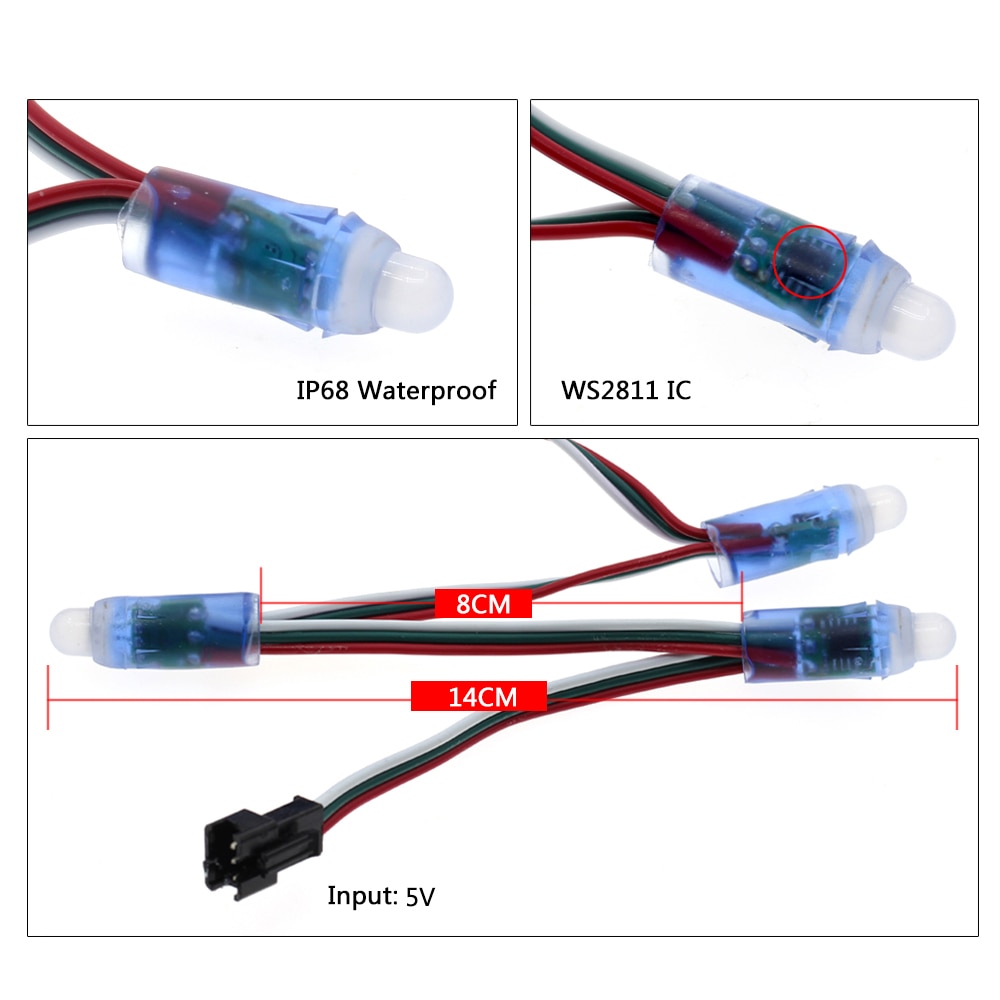 DC5V WS2811 LED Module RGB Full Color String Point Lights 50Pixels