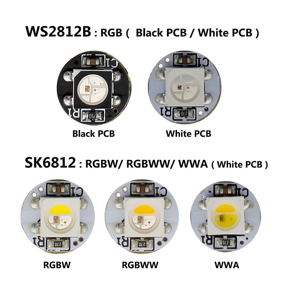DC5V WS2812B SK6812 LED Chip with PCB Heatsink Board Built-in IC DIY LED Chips Emitting RGB/RGBW/RGBWW WWA 