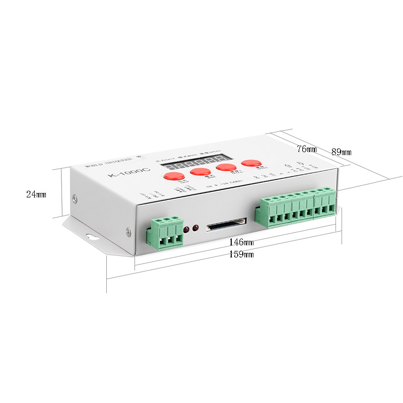 DC5V-24V SD Card LED 2048 Pixels Program Controller SPI Signal Output with Address Writing Function for WS2811, WS2812B, APA102