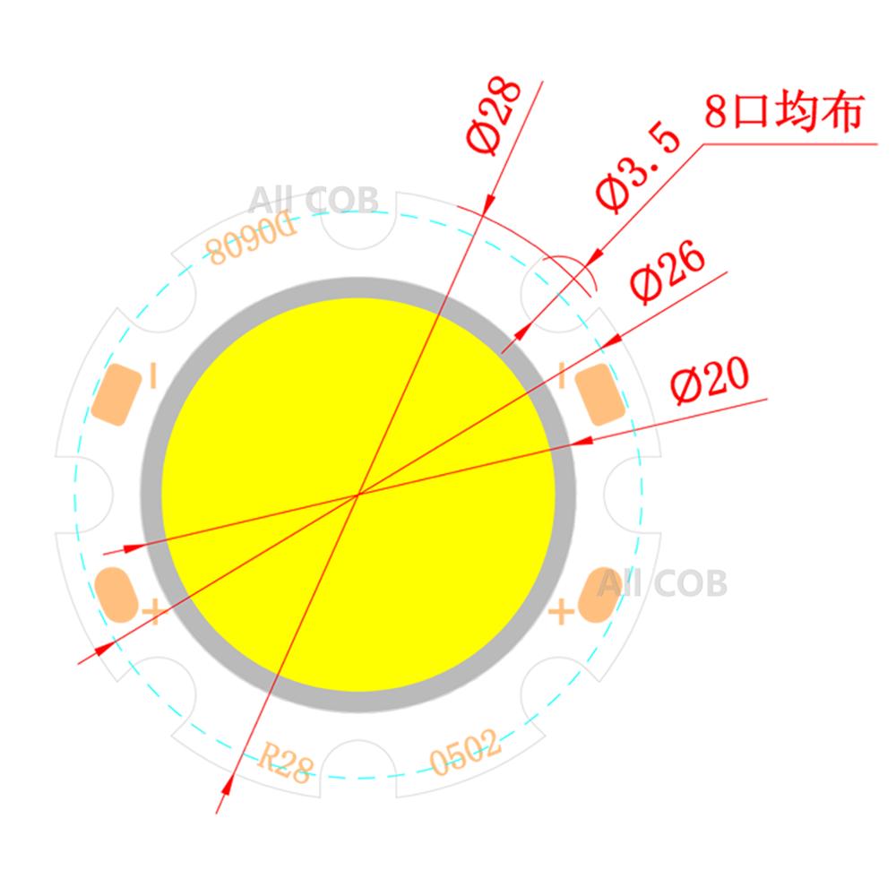 3W 5W 7W10W  LED COB Module LED COB Round Panel 300mA 28mm PCB 20mm Emitting Area 