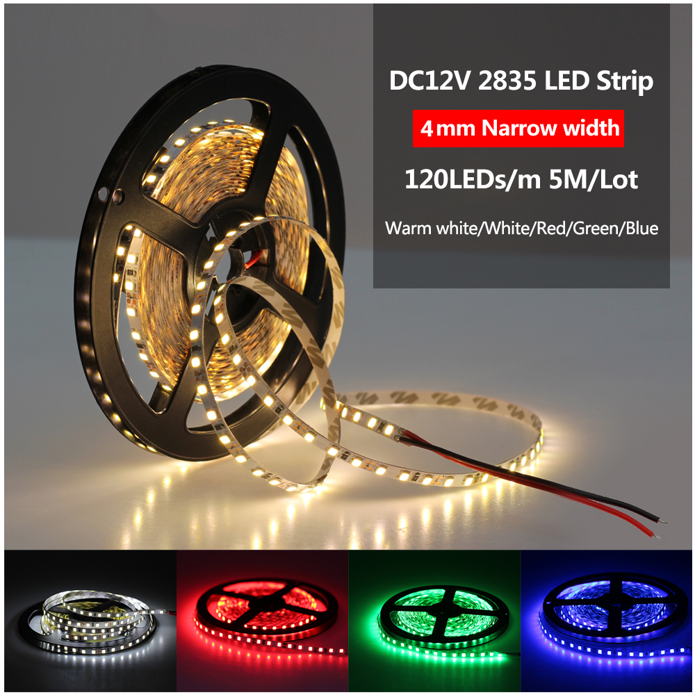 DC 12V 2835 SMD Flexible LED Strip 120LEDs/m Emitting White/Warm white/Blue/Green/Red