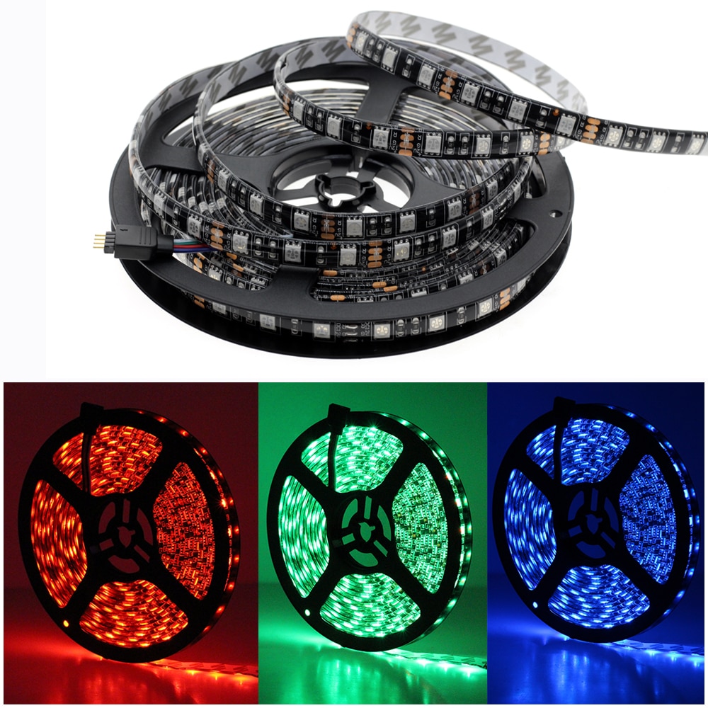 DC 12V 5050 SMD Flexible LED Strip 60LEDs/m  Black PCB