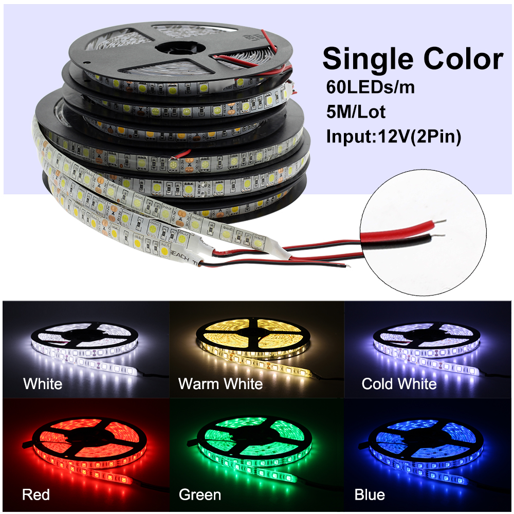 DC 12V 5050 SMD Flexible LED Strip 60LEDs/m  Black PCB