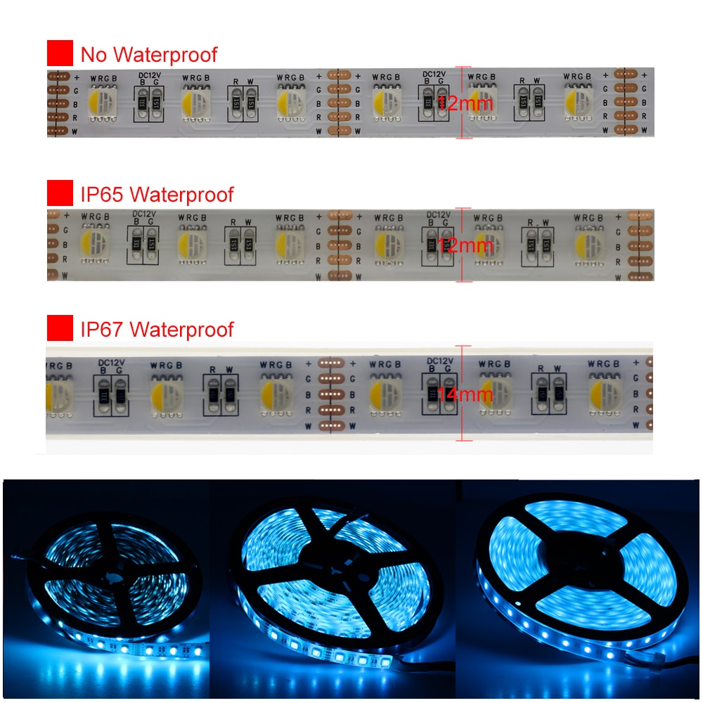 DC 12V 5050 SMD Flexible LED Strip 60LEDs/m 4 in 1 RGBW Emitting RGB+White / RGB+Warm White