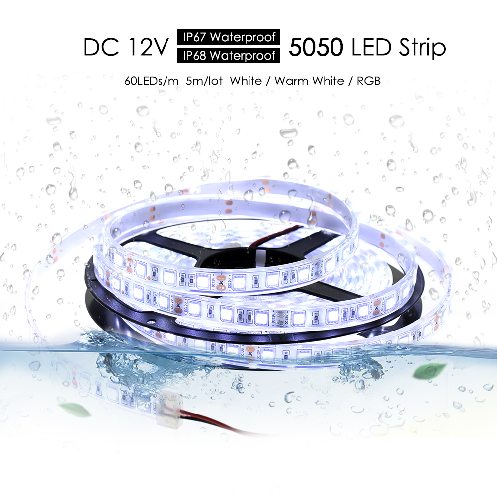 DC 12V 5050 SMD Flexible LED Strip 60LEDs/m Waterproof IP67 / IP68