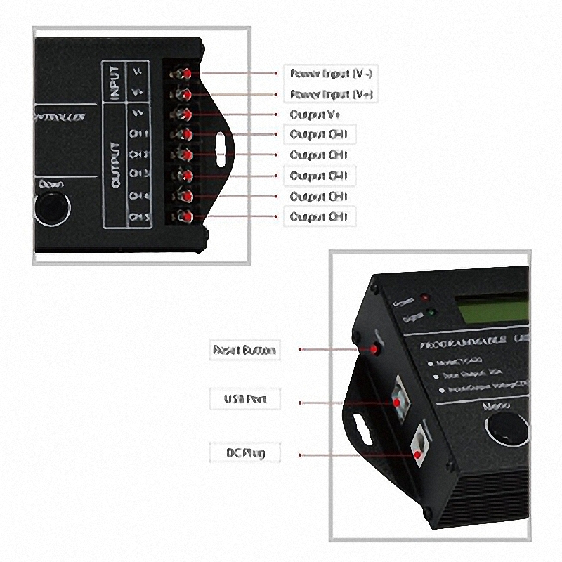 DC12V/24V 5 Channel 20A Common Anode Programmable LED Time Controller TC420