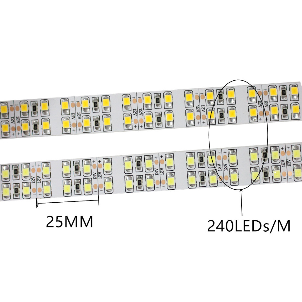 DC 12V 2835 SMD Flexible LED Strip 240LEDs/m Double Row Waterproof IP20/IP65/IP67