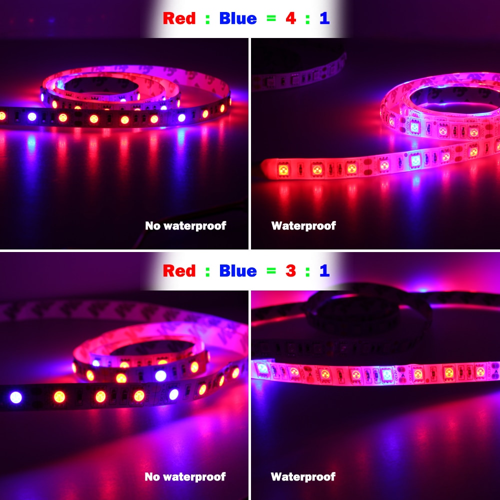 DC 12V 5050 SMD Flexible LED Strip Grow Light Emitting Red Blue 3:1 / 4:1 / 5:1