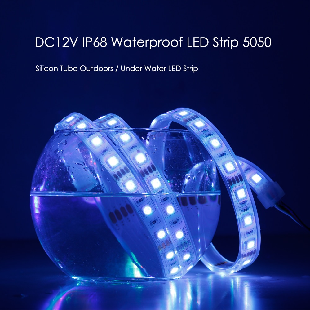 DC 12V 5050 SMD Flexible LED Strip 60LED/M IP68 Waterproof Tape 0.5m/1m