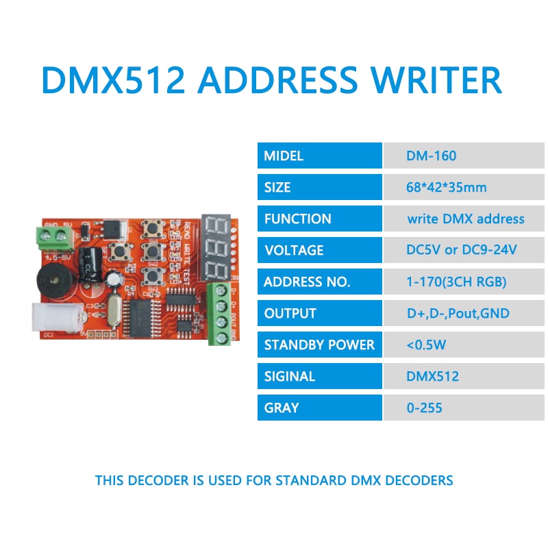 DMX512 Easy Address Writer Used for RGB Decoder