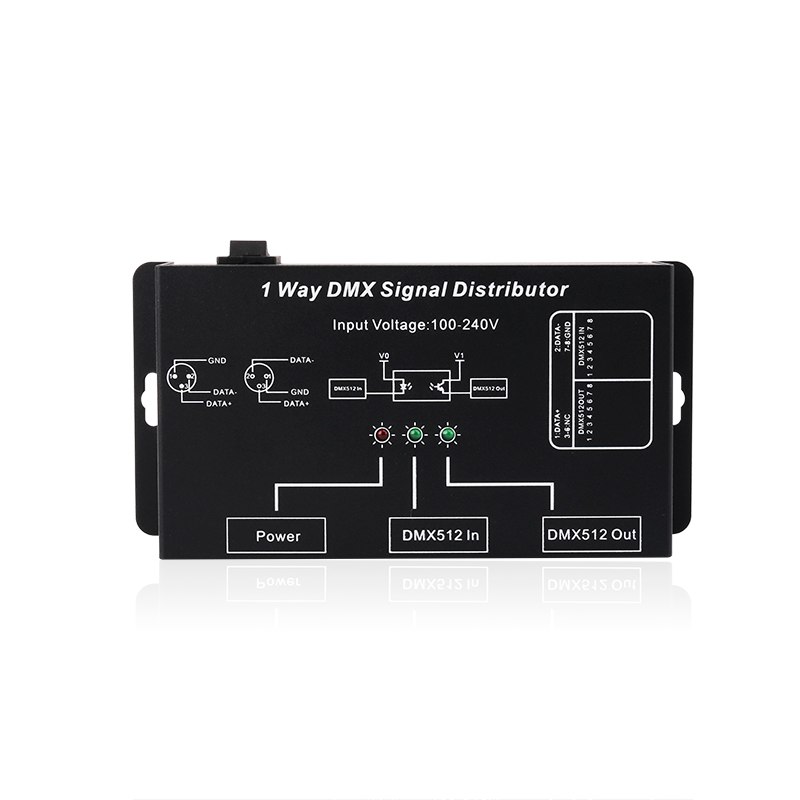 DMX121 AC100-240V DMX Signal Distributor Adapter 1 Channel LED DMX512 Controller