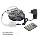 Double Color Led Strip Light 5025 / 2835 Cold White + Warm White 12V Strip 5M + CT Remote Controller +12V 3A Power Supply