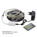 Double Color Led Strip Light 5025 / 2835 Cold White + Warm White 12V Strip 5M + CT Remote Controller +12V 3A Power Supply