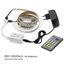 Double Color Led Strip Light 5025 / 2835 Cold White + Warm White 12V Strip 5M + CT Remote Controller +12V 3A Power Supply