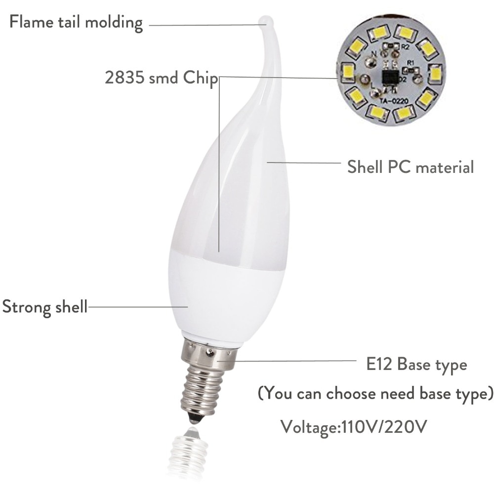 3W E27 E12 E14 B22 B15 2835 SMD LED Spotlight AC85-265V Home Light LED Bulb Light