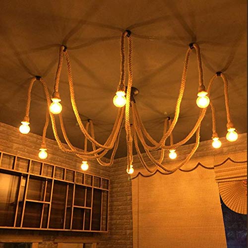 E27 Hemp Rope Electric Wire Lamp Holder Double Head