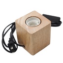 E27 Cube Vintage Lamp Holder Solid Wood Lamp Holder with Switch and Wire