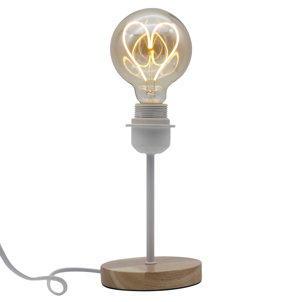 E27 Vintage Table Lamp with Switch and Wire Solid Wood Lamp Holder 120*210mm