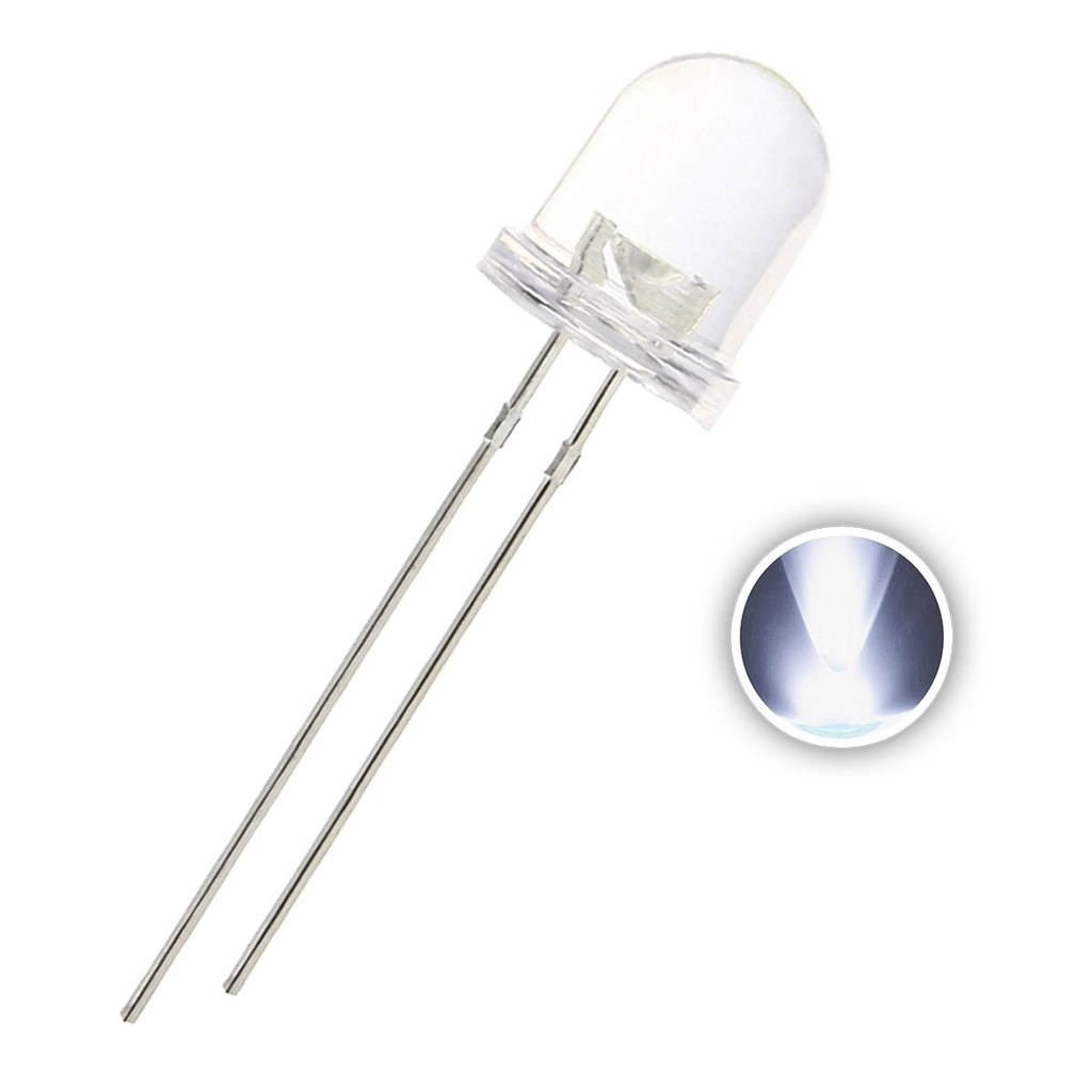 F8 8mm Clear Round Transparent LED Diode Lights DC 3V 20mA Emitting White/Red/Green/Blue/Yellow