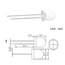 F8 8mm Clear Round Transparent LED Diode Lights DC 3V 20mA Emitting White/Red/Green/Blue/Yellow