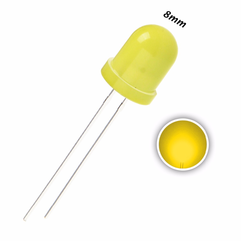 F8 8mm Diffused LED Diode Lights Emitting White/Red/Green/Blue/Yellow