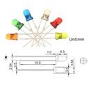 F3 3MM Round LED Light Diode Colored Lens Diffused Round DC 3V 20mA Emitting Green/White/Yellow/Blue/Red/Orange