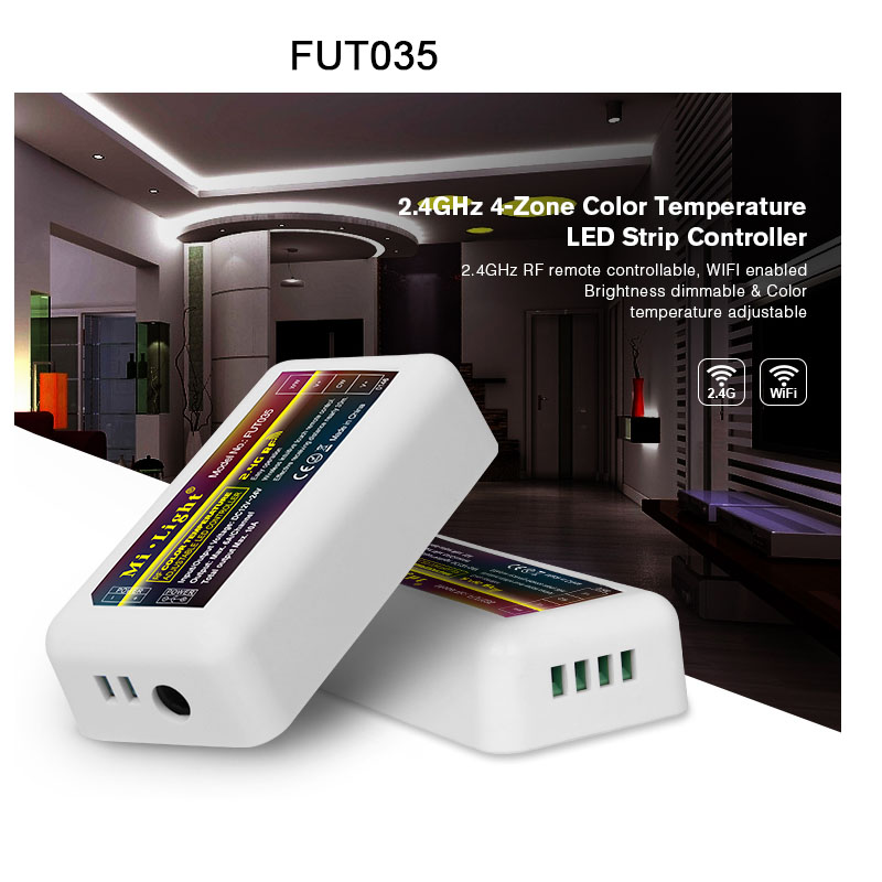 FUT035 FUT036 FUT037 FUT038 FUT039 FUTD02 Milight 2.4G single color CCT RGB RGBW DMX512 RGB+CCT Dimmer LED Strip Controller