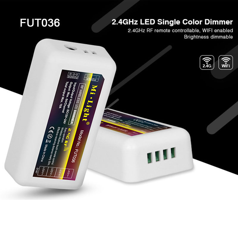 FUT035 FUT036 FUT037 FUT038 FUT039 FUTD02 Milight 2.4G single color CCT RGB RGBW DMX512 RGB+CCT Dimmer LED Strip Controller