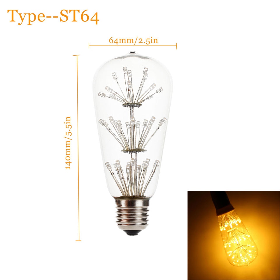 3W E27 ST64 LED Edison Bulb AC220-240V Home Light LED Filament Light Bulb