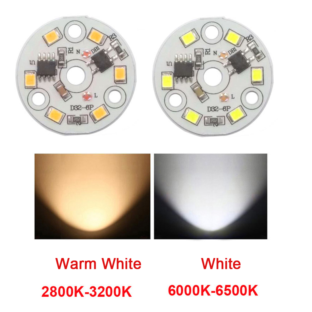 3W/5W/7W/9W/12W 32-74mm Led Chip Diode Driverless AC 220V For Downlight Emitting White/Warm White