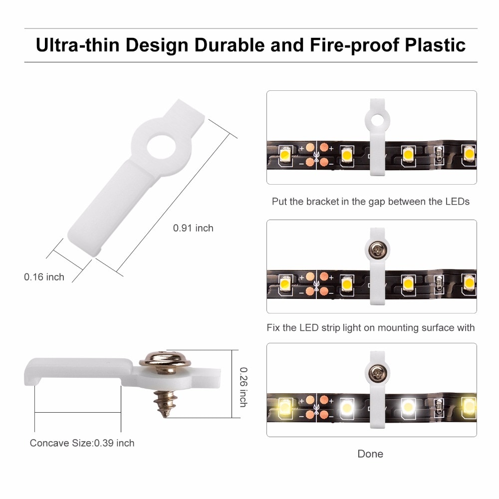 LED Strip Accessory Fixed Holder Silicone Strip Clip for SMD5050/2835/3014/5730/3528